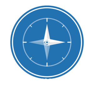 LotFlux Premium tier badge — white compass rose on blue circle