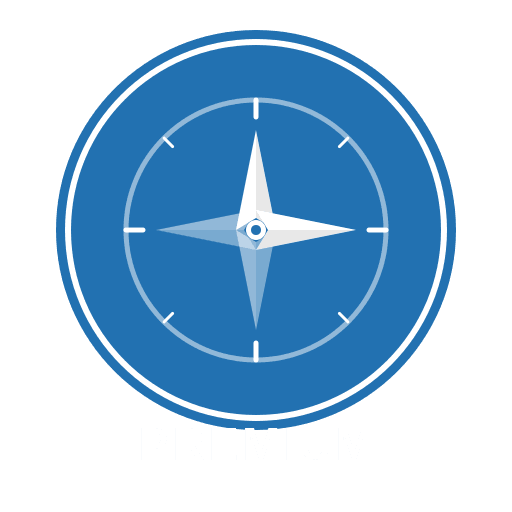 LotFlux Premium tier badge — white compass rose on blue circle